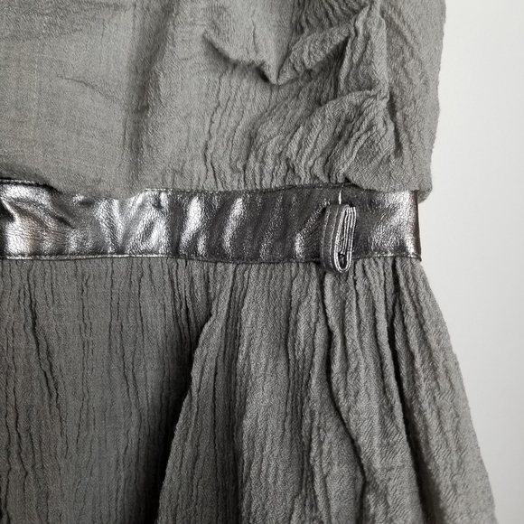 VALMAX ITALY Drop Waist Party Dress Silver Trim Crinkle Cotton Girls' 12Y Formal - Picture 13 of 15